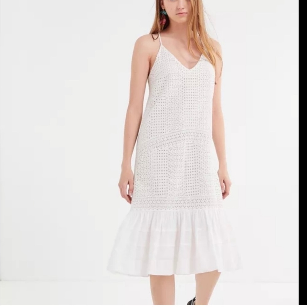 Urban Outfitters tulip midi lace and eyelet sundress